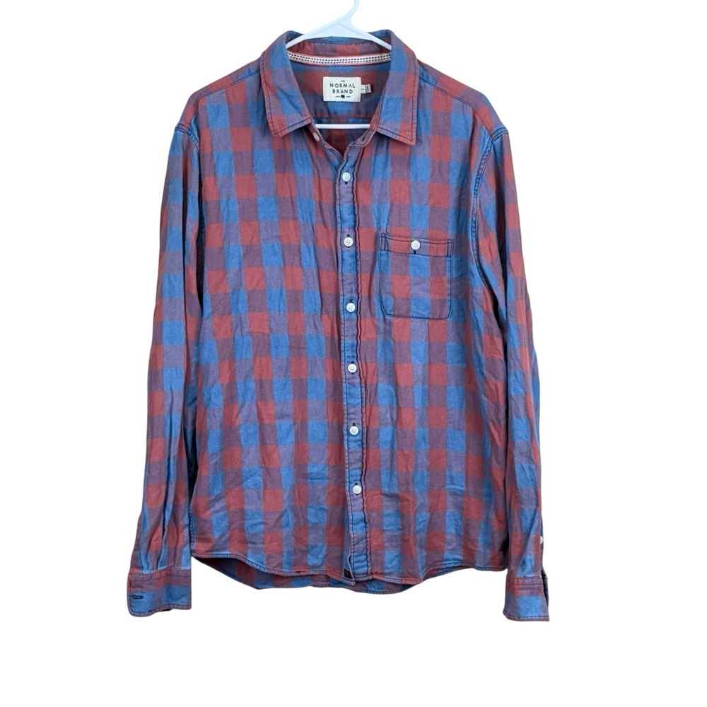 The Normal Brand‎ Mens Button Up Shirt Plaid Long Sleeve Flannel Casual Large